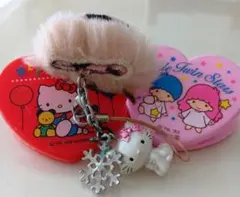 ハローキティ ファー付きキーホルダー とクリップ