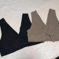 値下げ↓↓GUリブ編み Vネック ニットベスト 2色セット L