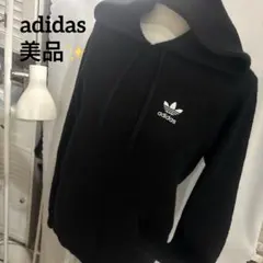 美品✨adidas アディダス　ウール　プルオーバー　ニット　パーカー　ブラック