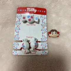 不二家　ペコちゃん　ミルキー　ヘアゴム　バレッタ ボタンセット