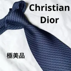 美品✨クリスチャンディオール ネクタイ ダークネイビー CDロゴ 全面 総柄