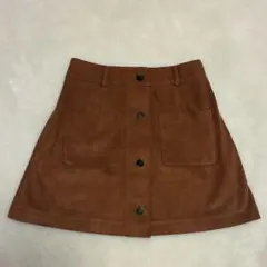 【MIIA】スエード調 フロントボタン ミニスカート ブラウン