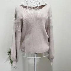 【グレイル】 Vネックボリュームスリーブニットトップス薄ピンク系　Fサイズ