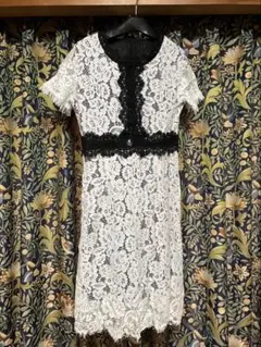 デイジーストア キャバ嬢ドス半袖ワンピース 総レース ホワイトSサイズ
