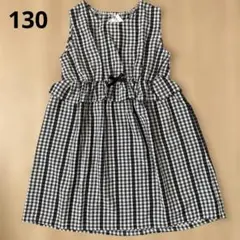 西松屋　チェック ノースリーブワンピース 130