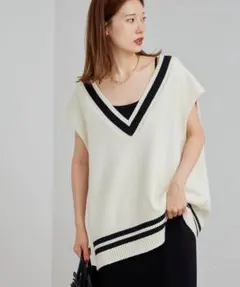【美品】LOUNIE ルーニィ Vネックチルデンニットベスト フリーサイズのサムネイル