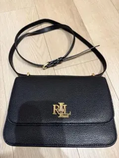 【お値下げ中】ラルフローレン　ペブルドレザー　ショルダーバック　ブラック