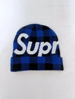 supreme big logo beanie check チェック 赤 - メルカリ