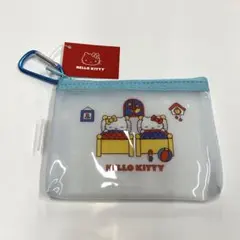 新品 HELLO KITTY カラビナ付きクリアポーチ キティ&ミミィ レトロ