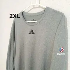 adidas アディダス 長袖 カットソー Tシャツ グレー 2XL