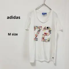 adidas アディダス　プリントTシャツ　M 半袖　ホワイト　スポーツ