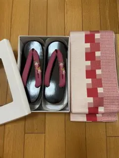 新品 浴衣帯 下駄 セットのサムネイル