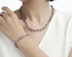 KIKIYAシルバーリンクチェーンネックレス.ブレスレットセット