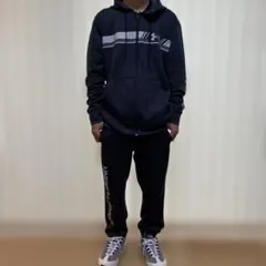 UNDER ARMOUR セットアップ LG メンズL 黒 上下 ロゴ入り