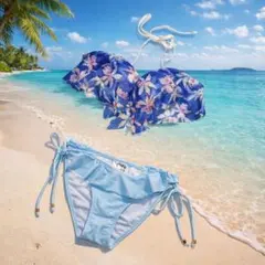 花柄ビキニ 9M 青