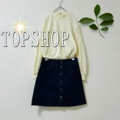 TOPSHOP フロントボタンデニムミニスカート（S）ネイビーのサムネイル