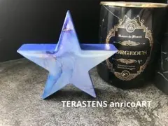 アルコールインクアート　インクアート　青　星　インテリア　オブジェ　置物　一点物