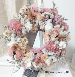 SALE‼️✿春の優しい淡色ピンクのリース/ニュアンスカラー✴ドライフラワー✿