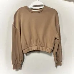 【最終値下】ZARA クロップド丈 ショート丈　トレーナー　スウェット　ブラウン