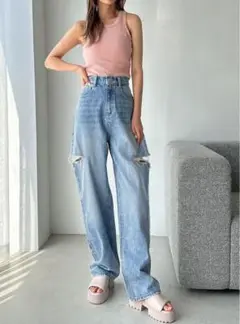 GRL サイドカッティングデニムパンツ