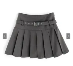 グレイル　ベルト付きプリーツミニスカート グレー