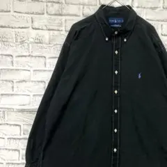 ラルフローレン長袖シャツ！ブラックXL ロゴ刺繍 0313