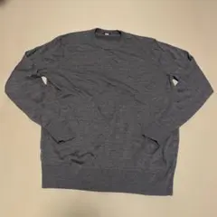 ユニクロ　グレー クルーネック 長袖ニット XL