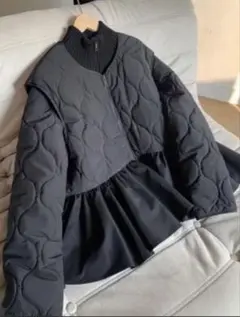 birthdaybash 黒キルティングフリルジャンパー 3way