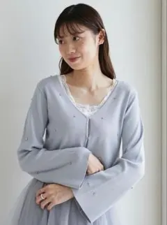 MAJESTIC LEGON カーディガン 青 ブルー キラキラ ストーンのサムネイル