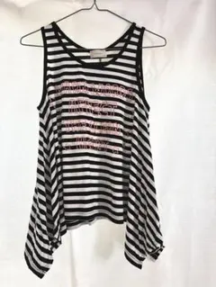 ストライプ ノースリーブ タンクトップ　xs