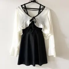 水着 ブラックフリルワンピース ラッシュガード付