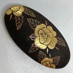 031010　純金象嵌　K24　肥後　薔薇　帯留め