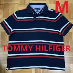 TOMMY HILFIGER ポロシャツ M ネイビー ストライプ