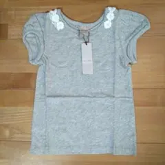 【新品未使用】petit main フラワーモチーフ半袖Tシャツ グレー