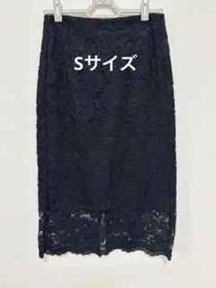 【GU】レースタイトスカート Sサイズ ネイビー