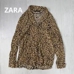 美品　ZARA BASIC レオパード柄 長袖シャツ ブラウス Mのサムネイル