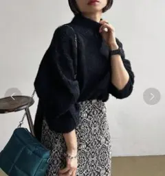 PAGEBOY ページボーイ フェザーヤーンニットプルオーバー 黒　フリーサイズ