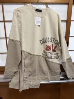 新品❣️ ドラッグストアーズ　袖と裾異素材のトレーナー　ベージュ系　サイズＦ