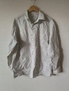 UNIQLO 白ストライプ 長袖シャツ C　ブロードオーバーサイズシャツ