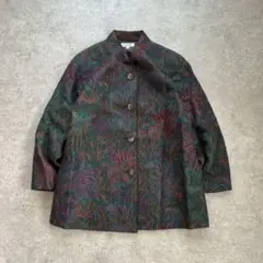 old vintage 総柄ウールジャケット 昭和レトロ 重厚感 モダン 派手