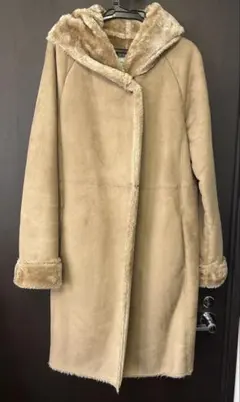 B:MING by BEAMS ブラウン ロングムートンコート フード付き