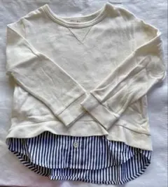 petit main プティマイン レイヤード風トレーナー 110 ホワイト