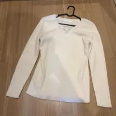 Rose Farm ホワイト Vネック 長袖ニット