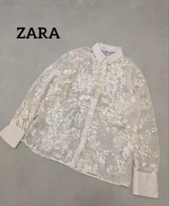ザラ ZARA シースルー 花柄 シャツ ブラウス シアー 長袖