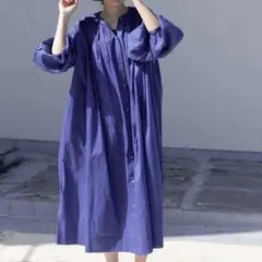 アーバンリサーチドアーズ コットンボイル　ギャザー　ワンピース 青　2way 春