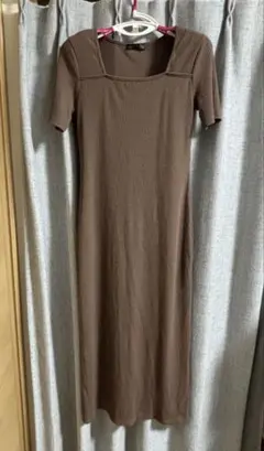 ブラウン ロングワンピース 半袖