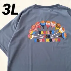 新品　メンズ　チュッパチャプス　Tシャツ　3L バックプリント　ブルー　吸水速乾