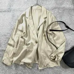 フラッシュブルー　テーラードジャケット ナチュラル　きれいめ　L ベージュ