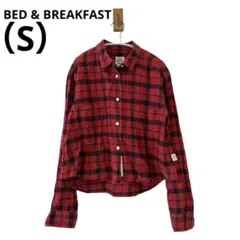 0938 BED&BREAKFAST長袖ネルシャツチェック柄赤Sサイズタグ綿のサムネイル