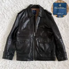 Lサイズ✨ブルックスブラザーズ オールレザージャケット フルジップ 裏地チェック